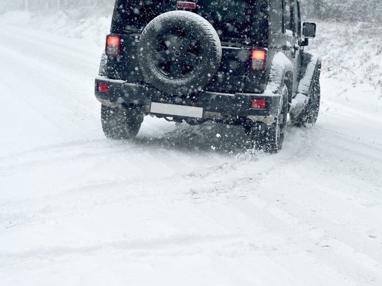 Car accident on slippery road