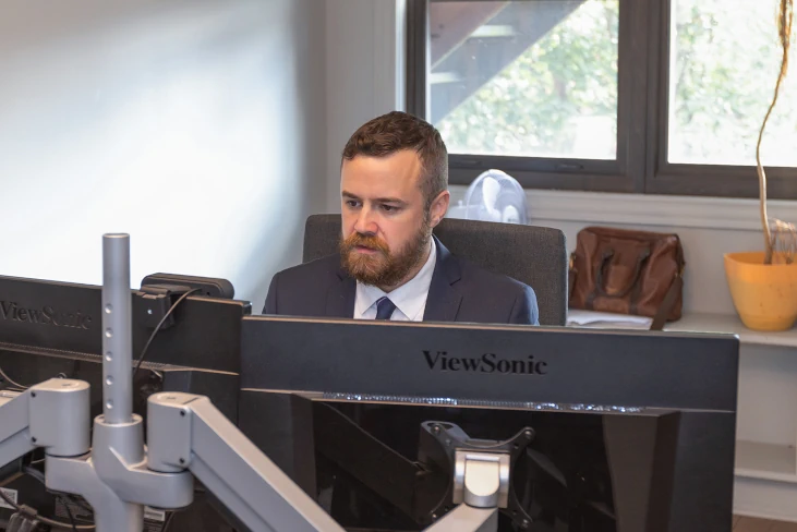 Tristan is attending a remote court proceeding for a long term disability case